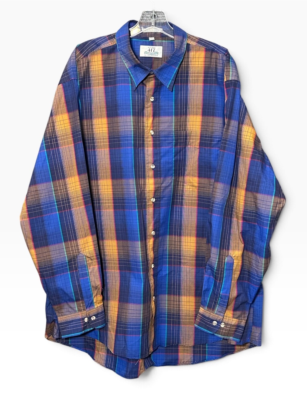 Van Heusen 417 XXLT Vintage Plaid Button Up Dress Casual Shirt 90's 2XL Tall